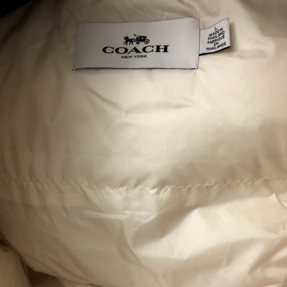 Coach luxury women’s cream long puffer jacket- NWOT- Size Large - Picture 2 of 10